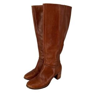 Seychelles Tall Block Heel Boots Western Boho Cognac Southwestern Size 8